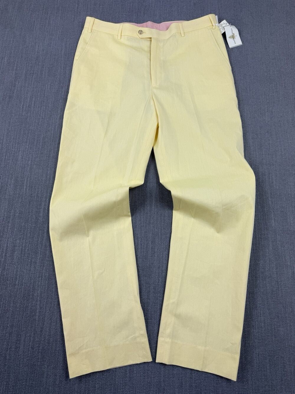 Southern Pines Golf Pants Men’s 36x32 Yellow Flat Front Cotton NWT Modern Fit